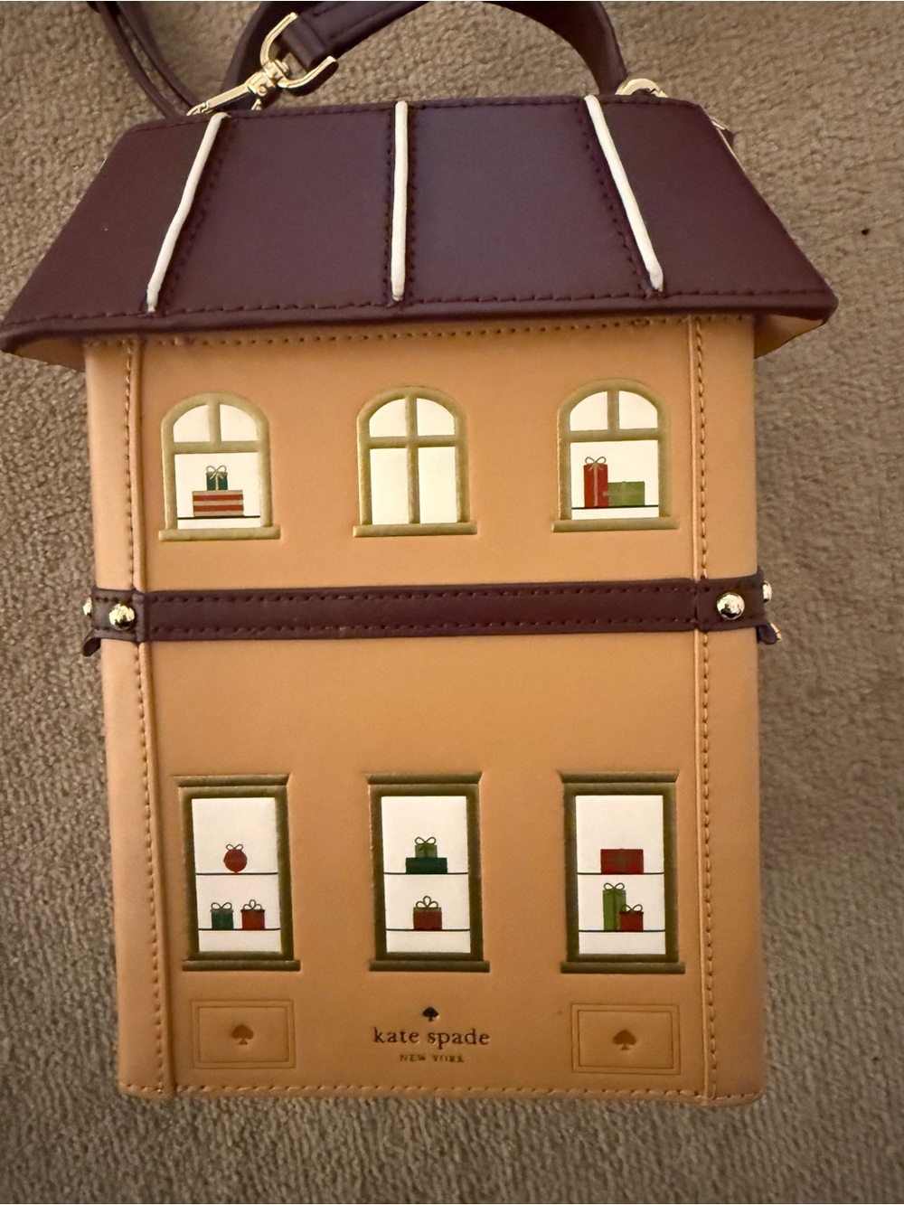 kate spade Tan & Burgundy Holiday Toy Shop Crossbody - Picture 4 of 8